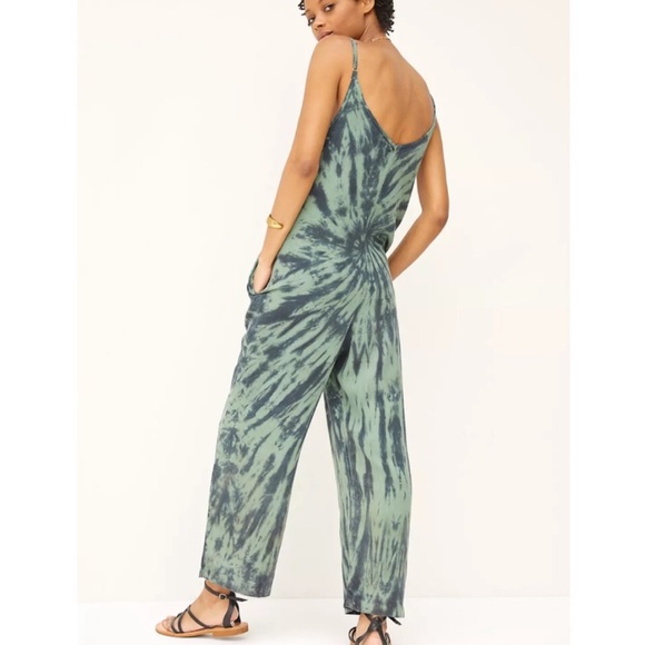Green and Navy Tie-Dye Anthropologie Jumpsuit - Picture 2 of 9
